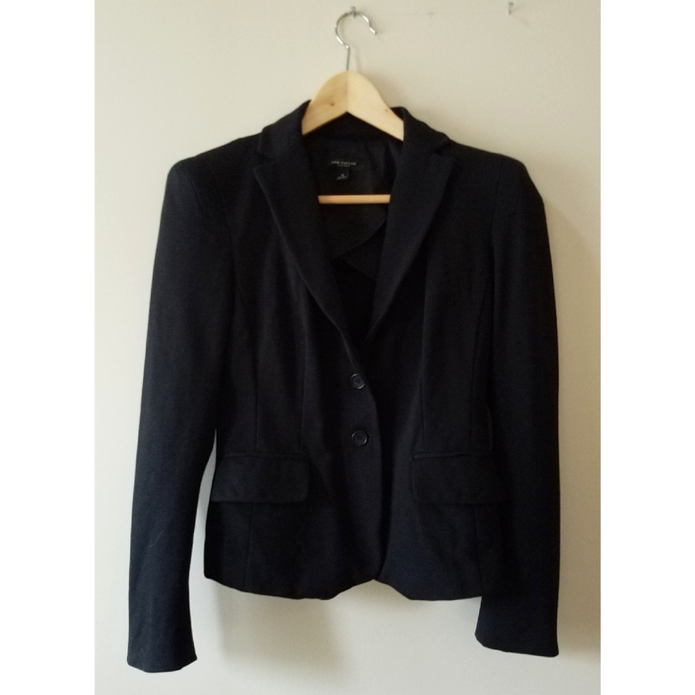 Ann Taylor Black Ponte Knit Blazer 0